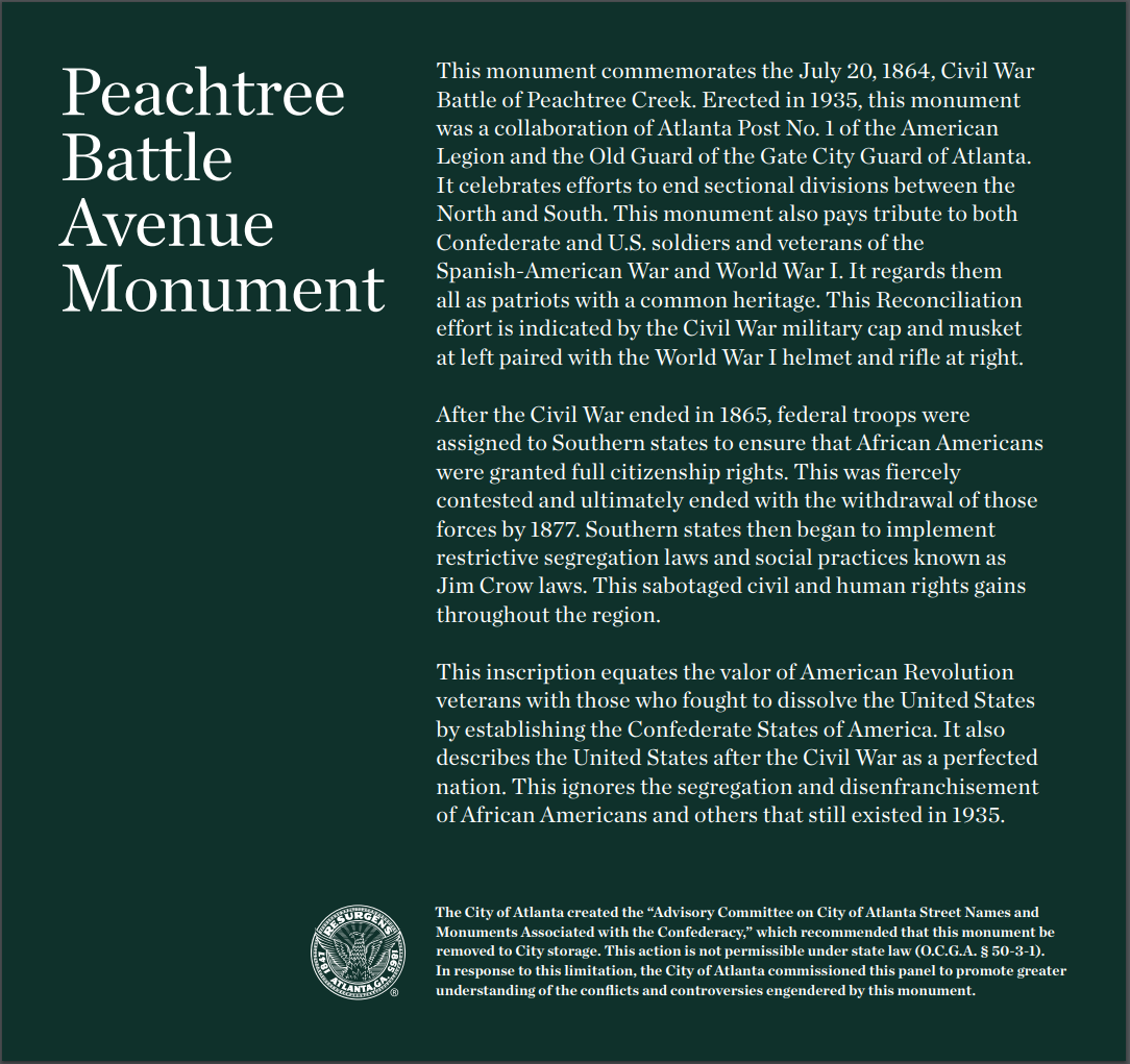 Peachtree Battle Avenue Monument context